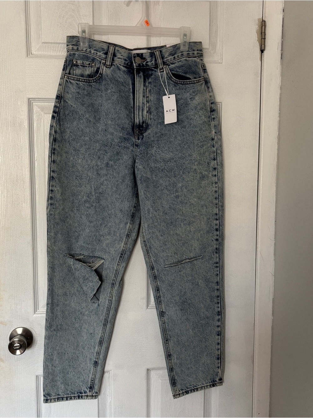 Ardene Acid Wash Boyfriend Jeans - Light Blue
